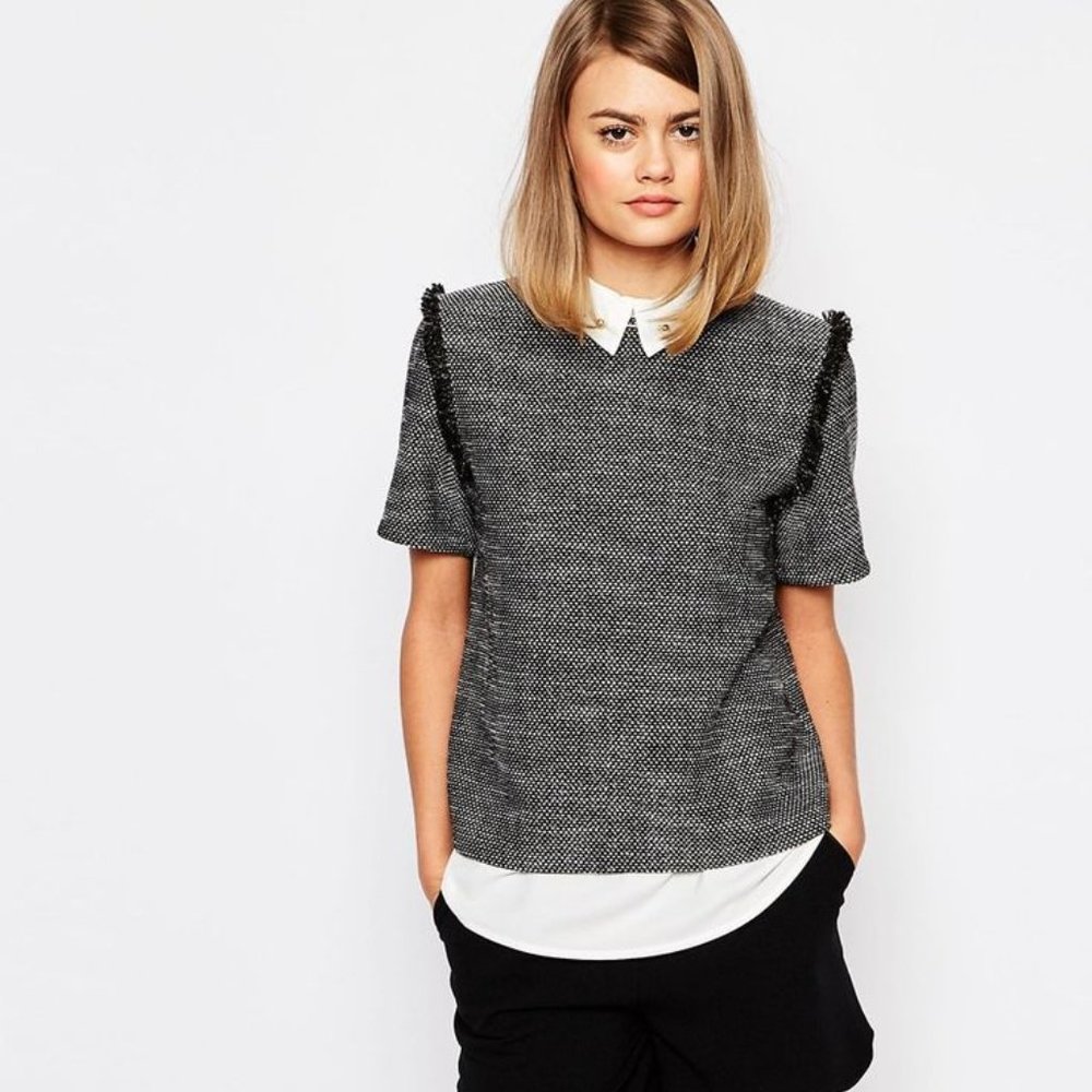 Sister Jane Tarot Double Layer Tweed Shirt Top